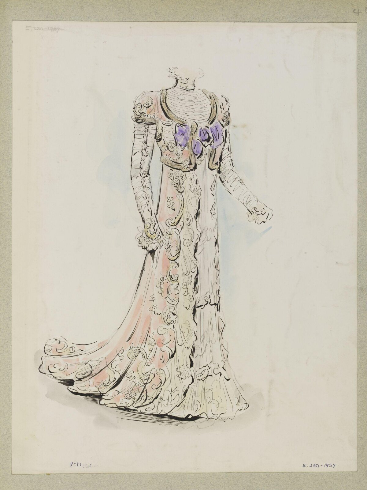 Vintage Evening Gown Fashion Sketch