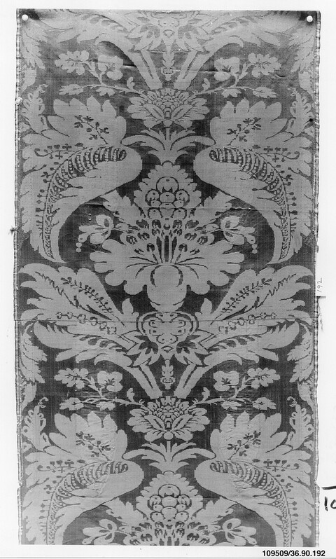 Antique Damask Pattern Textile Fragment
