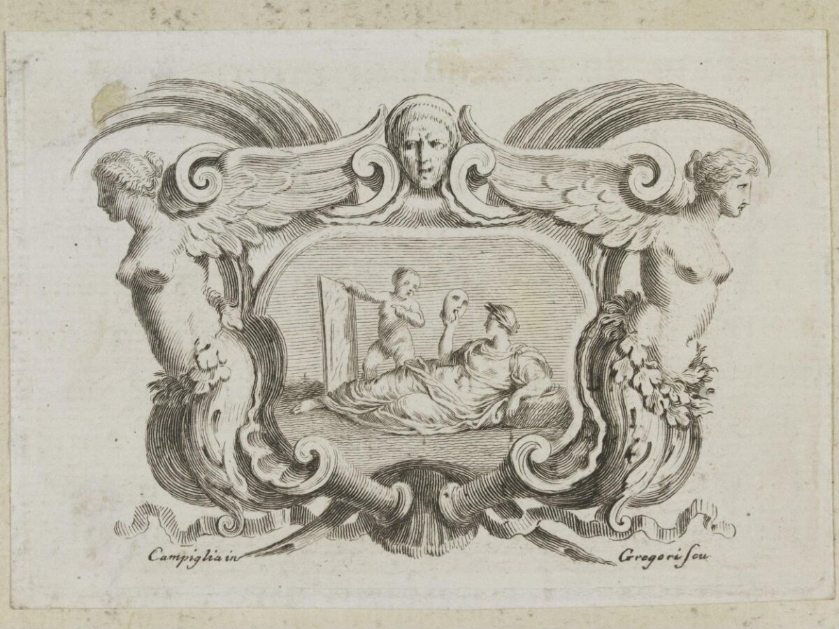 Ornamental Cartouche Antique Engraving
