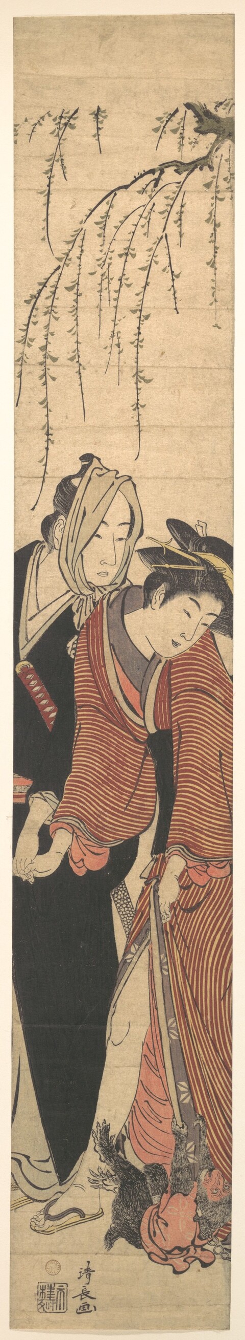 Ukiyo-e Couple Under Weeping Willow