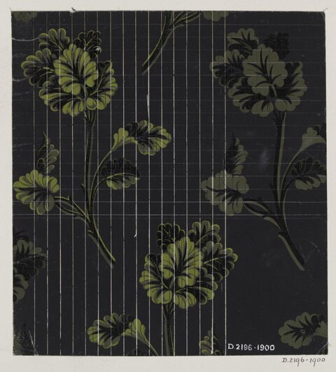 Dark Background Green Floral Pattern