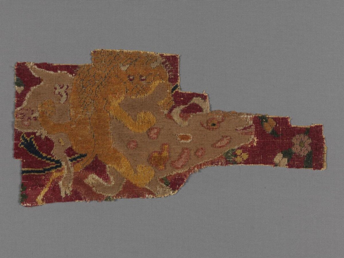 Antique Woven Textile Fragment with Lion