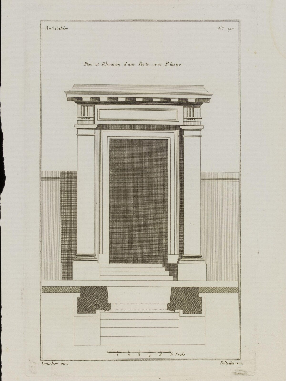 Door with Pilasters Architectural Engraving