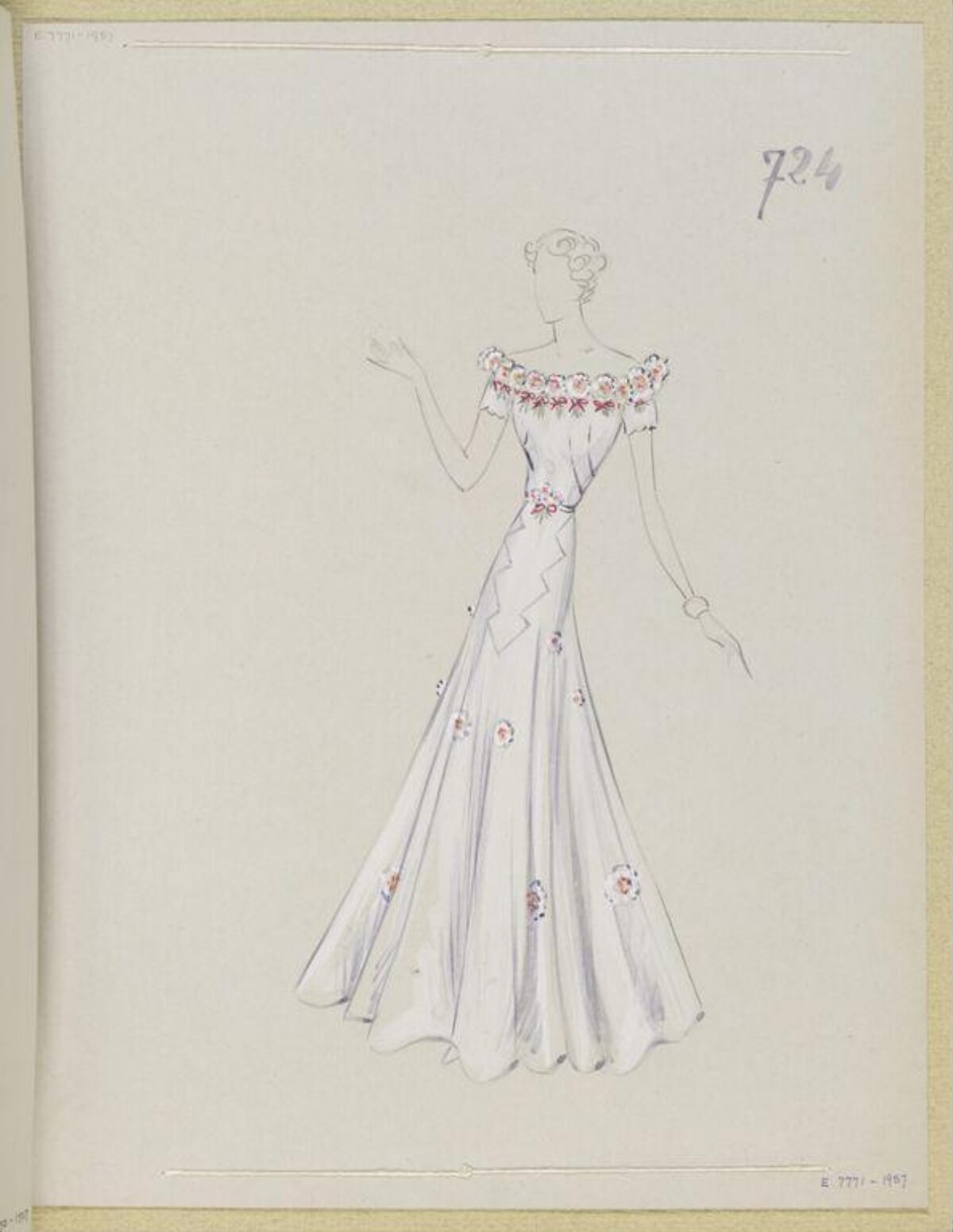 Vintage Evening Gown Fashion Sketch