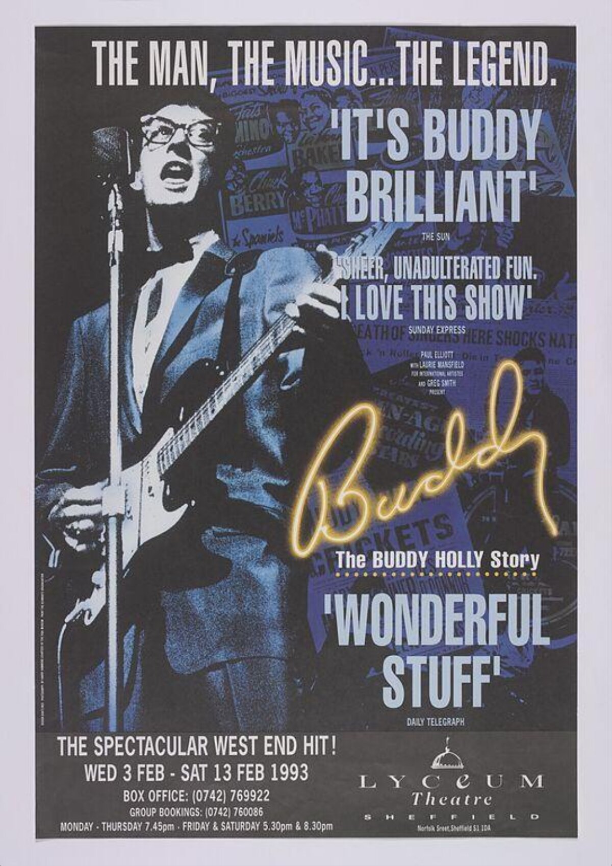 The Buddy Holly Story 1993 Theatre Poster