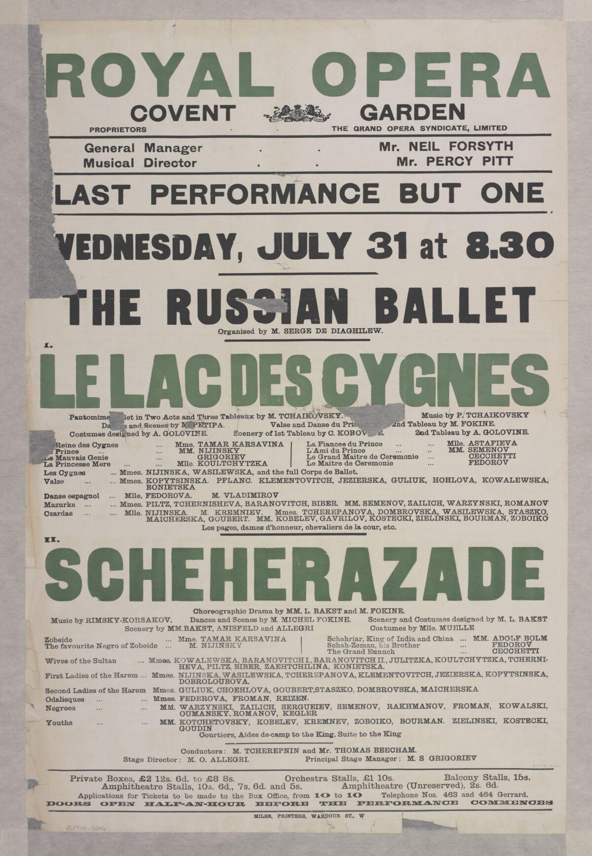 Vintage Royal Opera Ballet Performance Poster