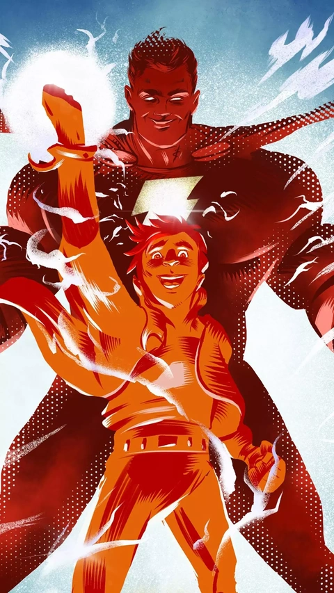 Two Smiling Superheroes Comic Illustration