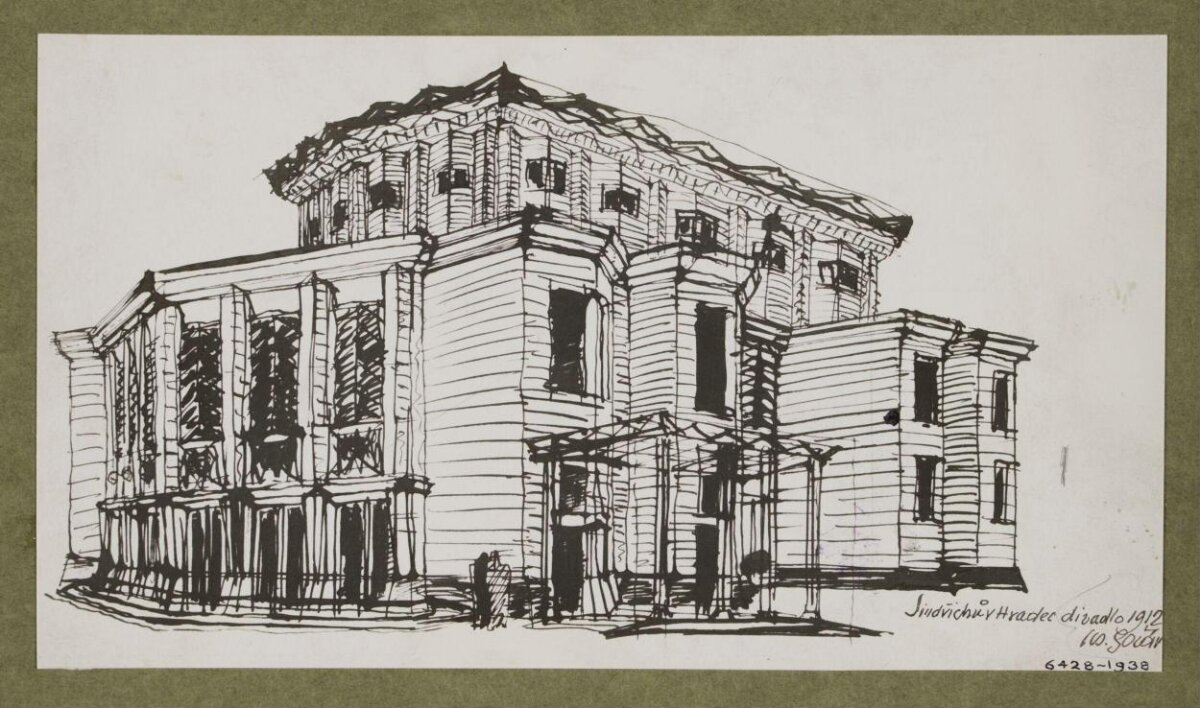 Ink Sketch of Jindřichův Hradec Theatre