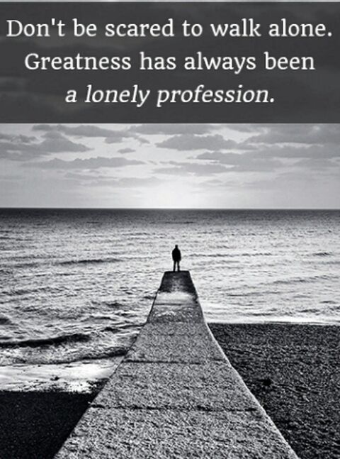 Lone Figure Seascape With Motivational Quote