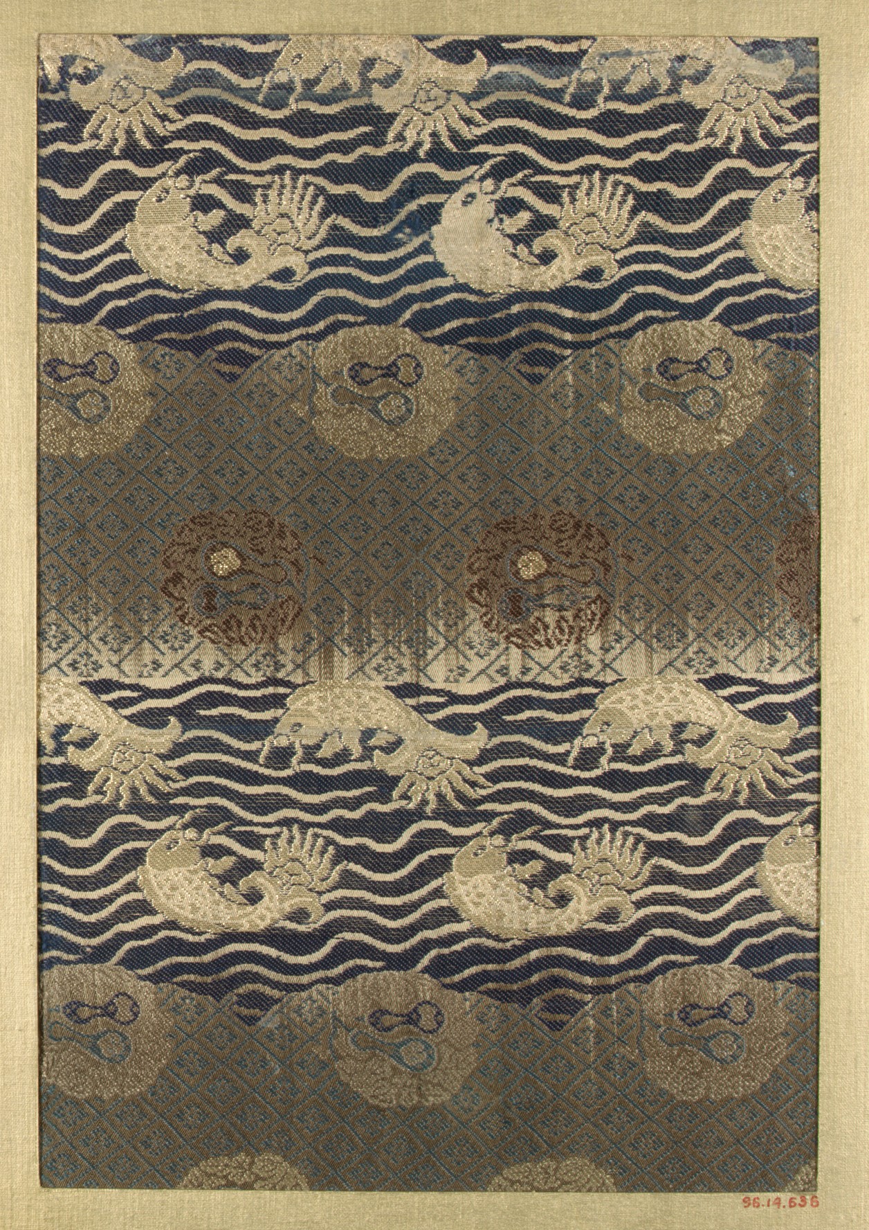 Traditional Woven Textile with Marine Motifs
