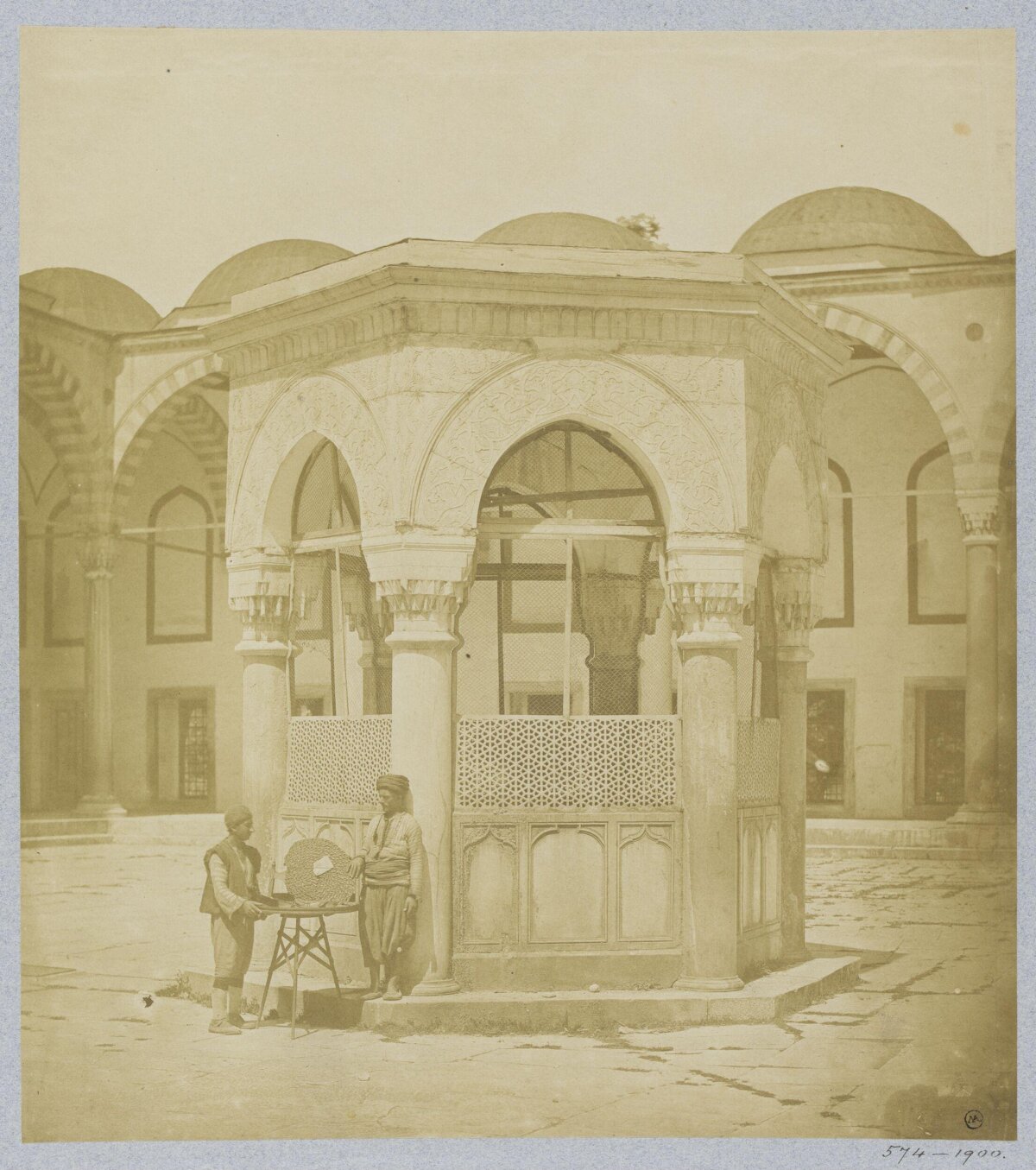 Ottoman Courtyard Fountain with Two Vendors