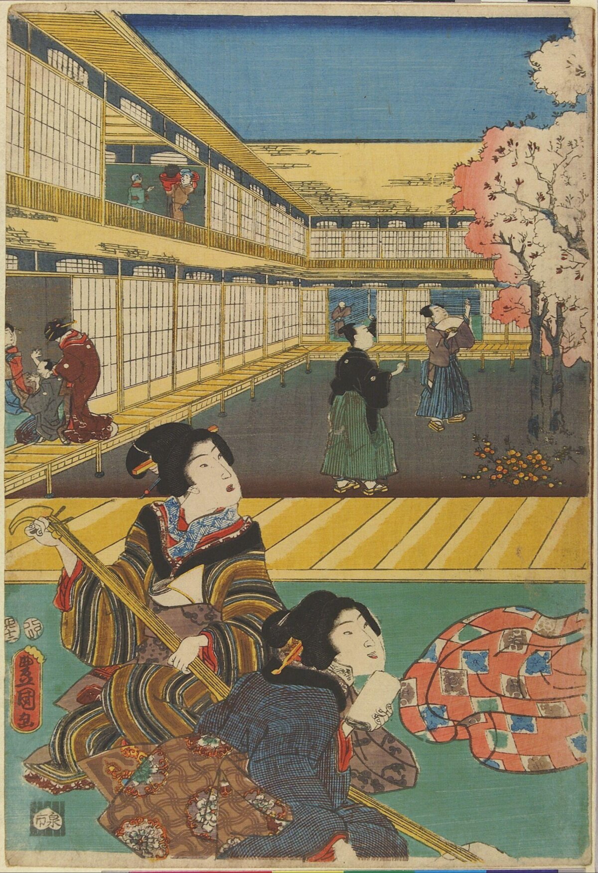 Japanese Ukiyo-e Entertainment Scene