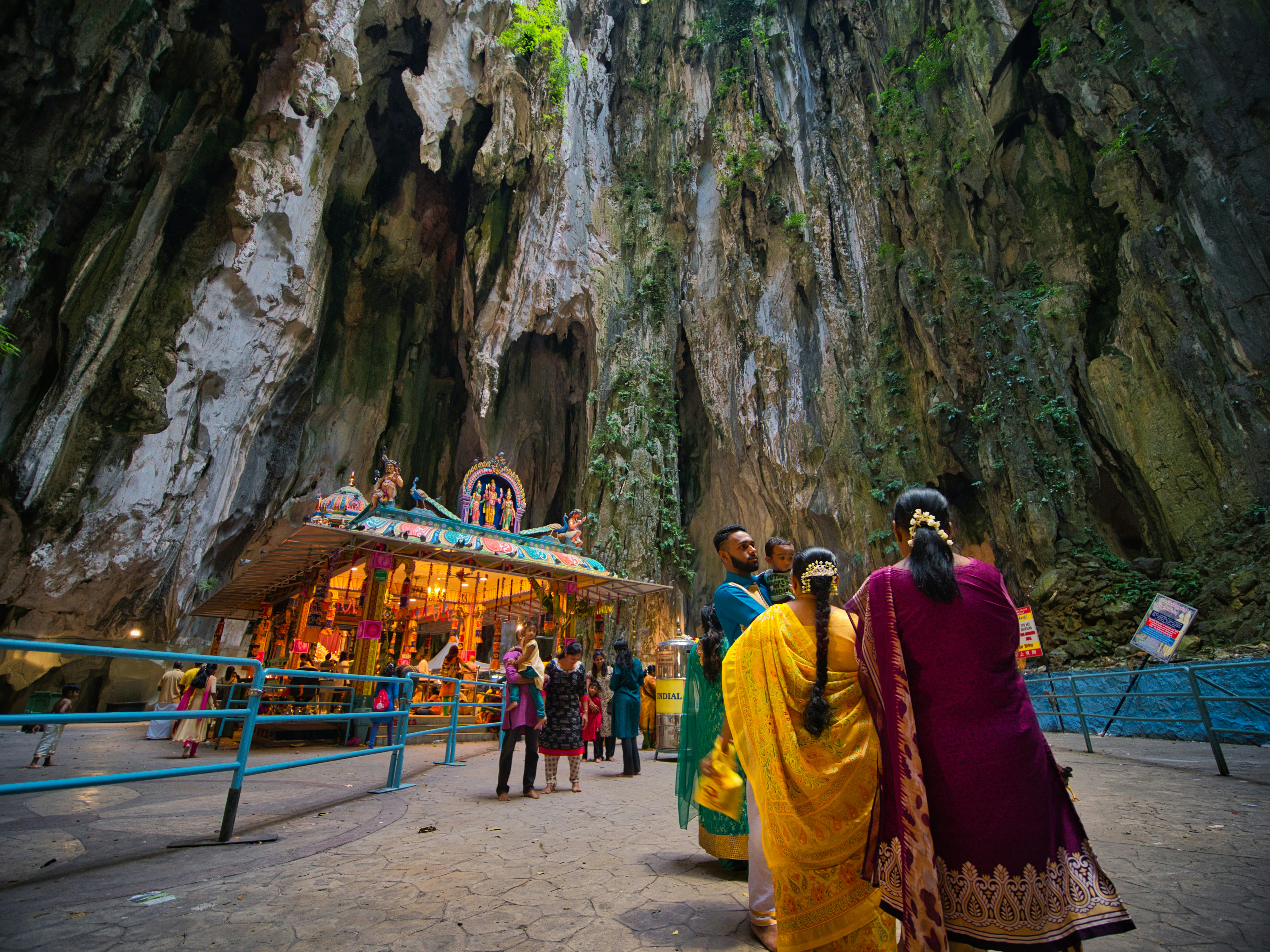 Devotees at Batu Caves Temple