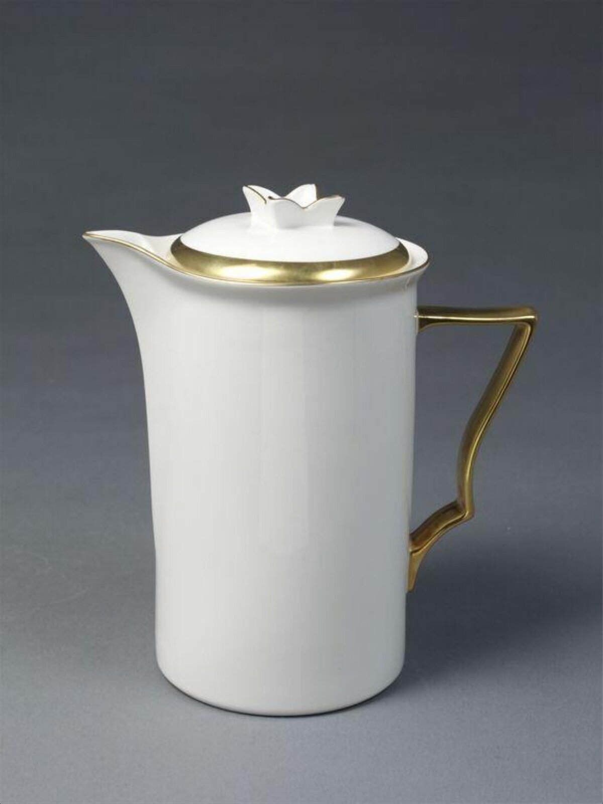 White Gold-trimmed Porcelain Coffee Pot