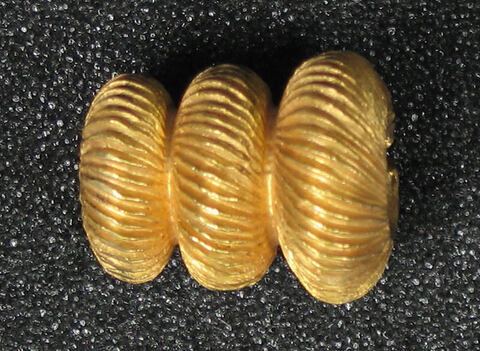 Three Ribbed Golden Beads