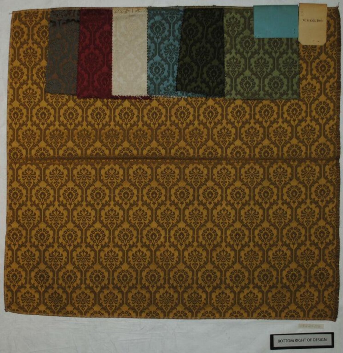 Vintage Damask Fabric Sample Card