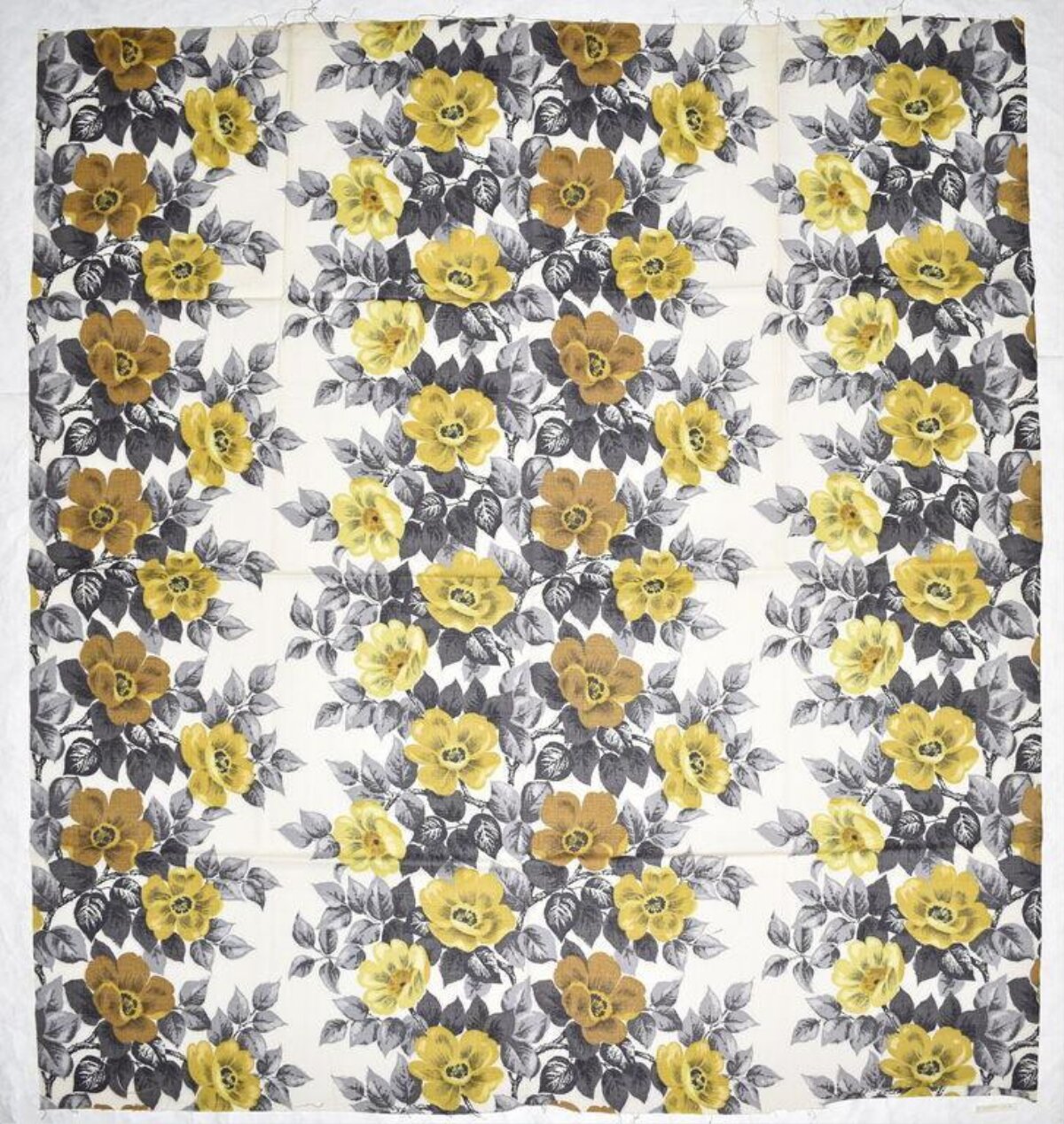 Vintage Yellow Floral Printed Fabric