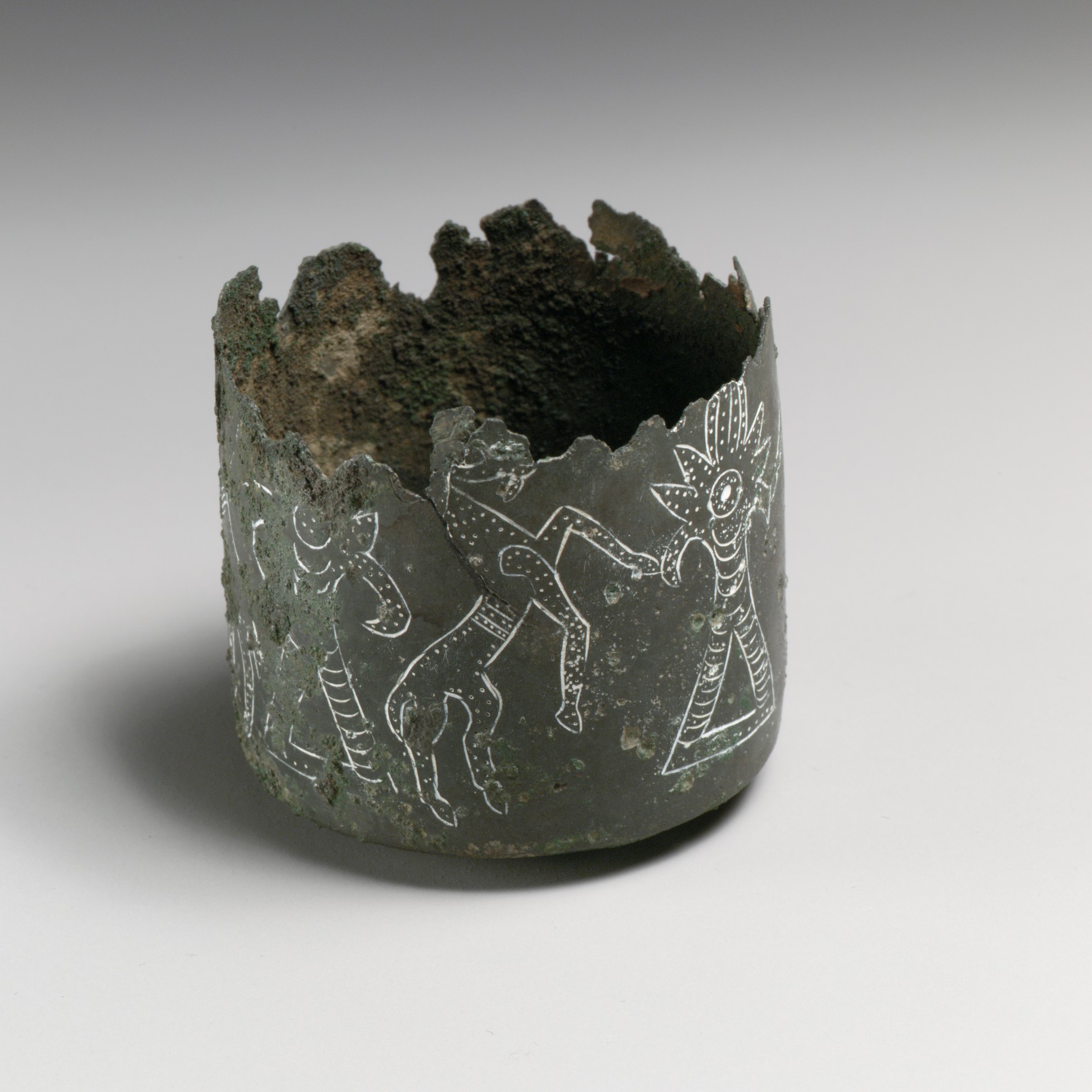 Ancient Engraved Bronze Cup Fragment