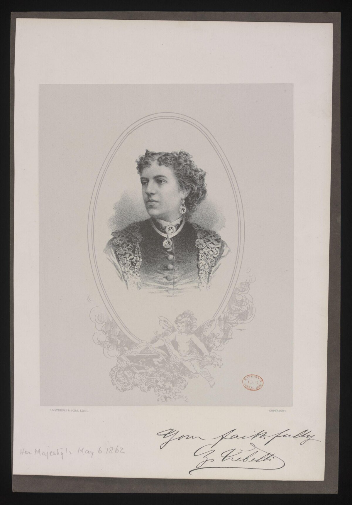 1862 Engraved Portrait of a Woman