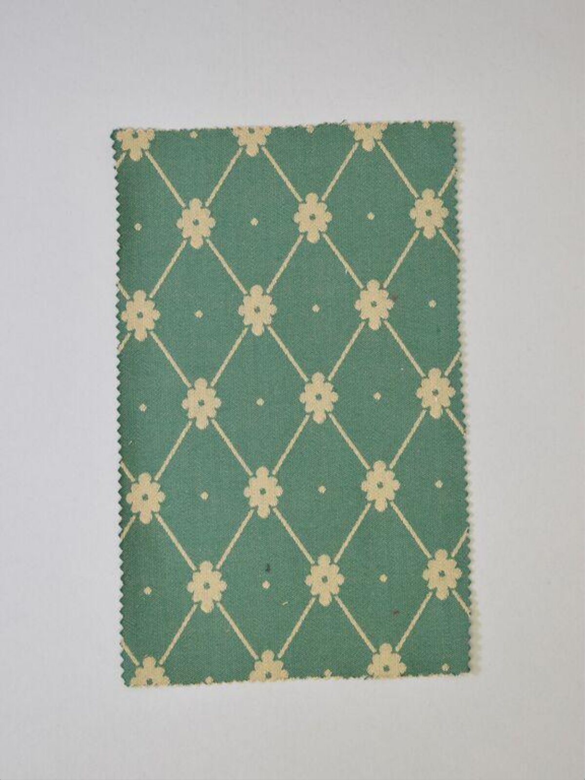 Green Floral Grid Fabric Swatch