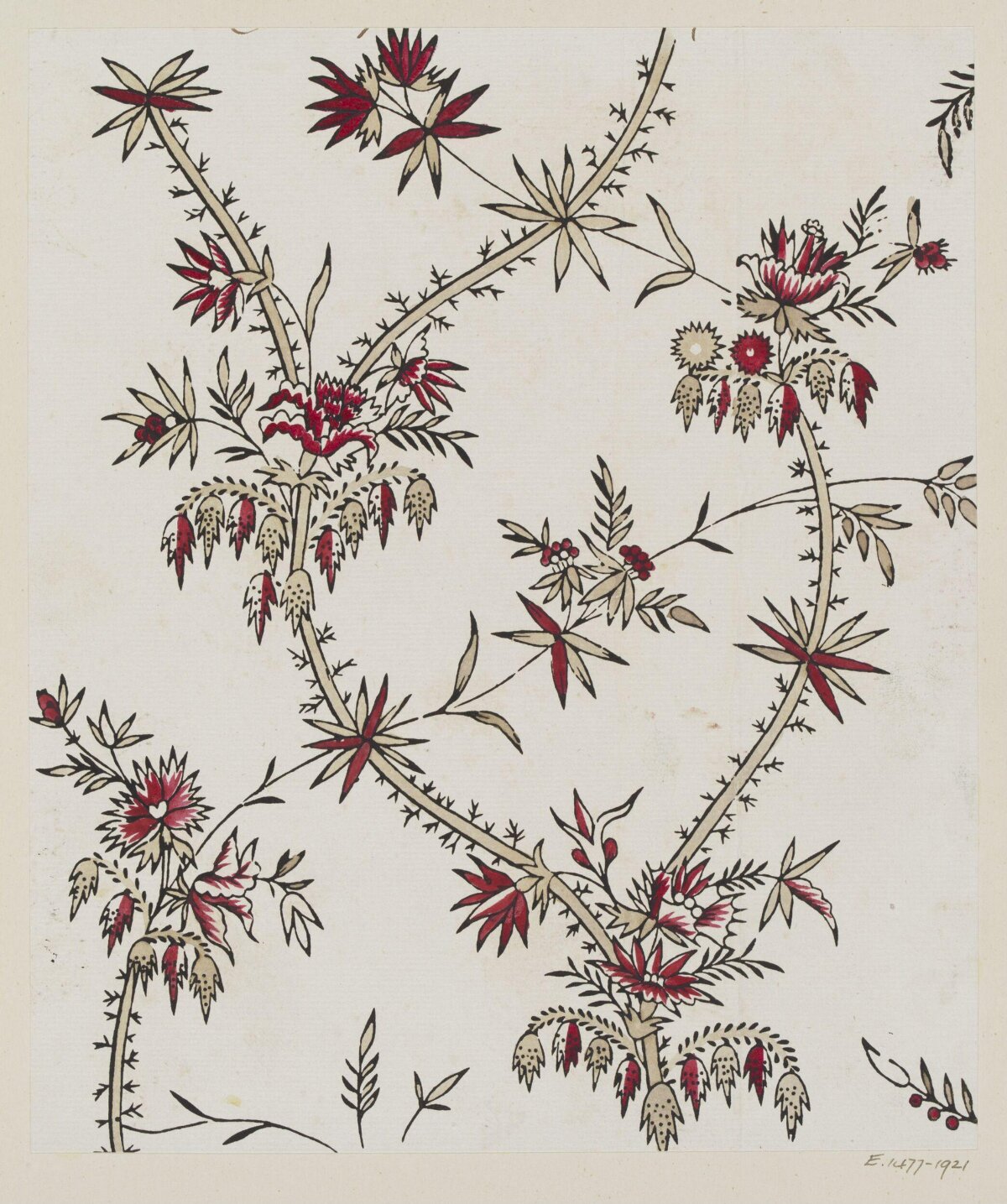 Hand-Drawn Vintage Floral Textile Design