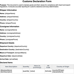 Customs Declaration Form (Template)