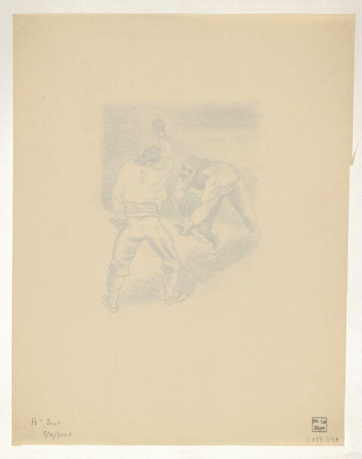Pencil Sketch of Two Fighting Men