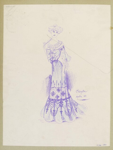 Vintage Cleopatre Dress Fashion Sketch