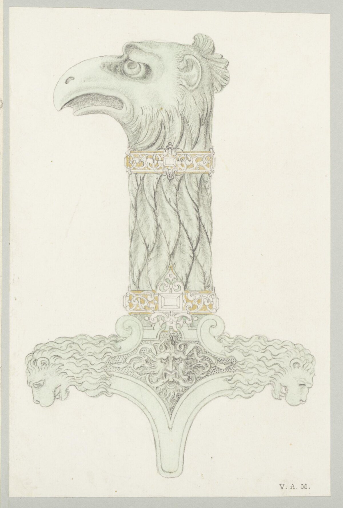 Design Sketch of Eagle Head Sword Hilt