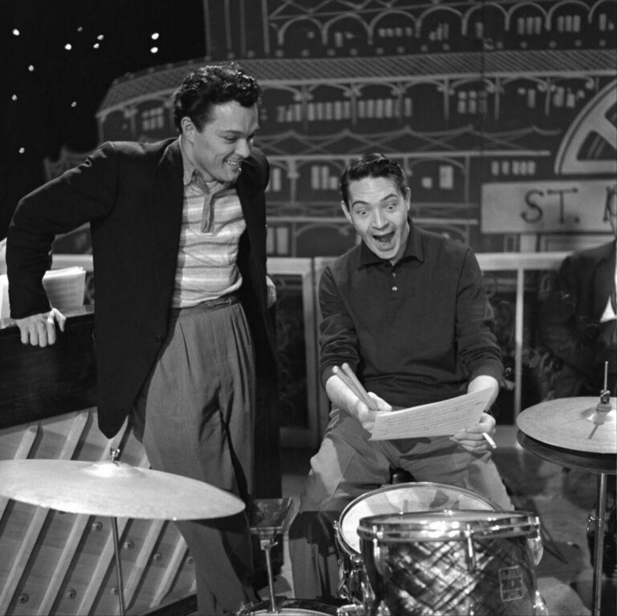 Two Jazz Musicians At Drum Kit