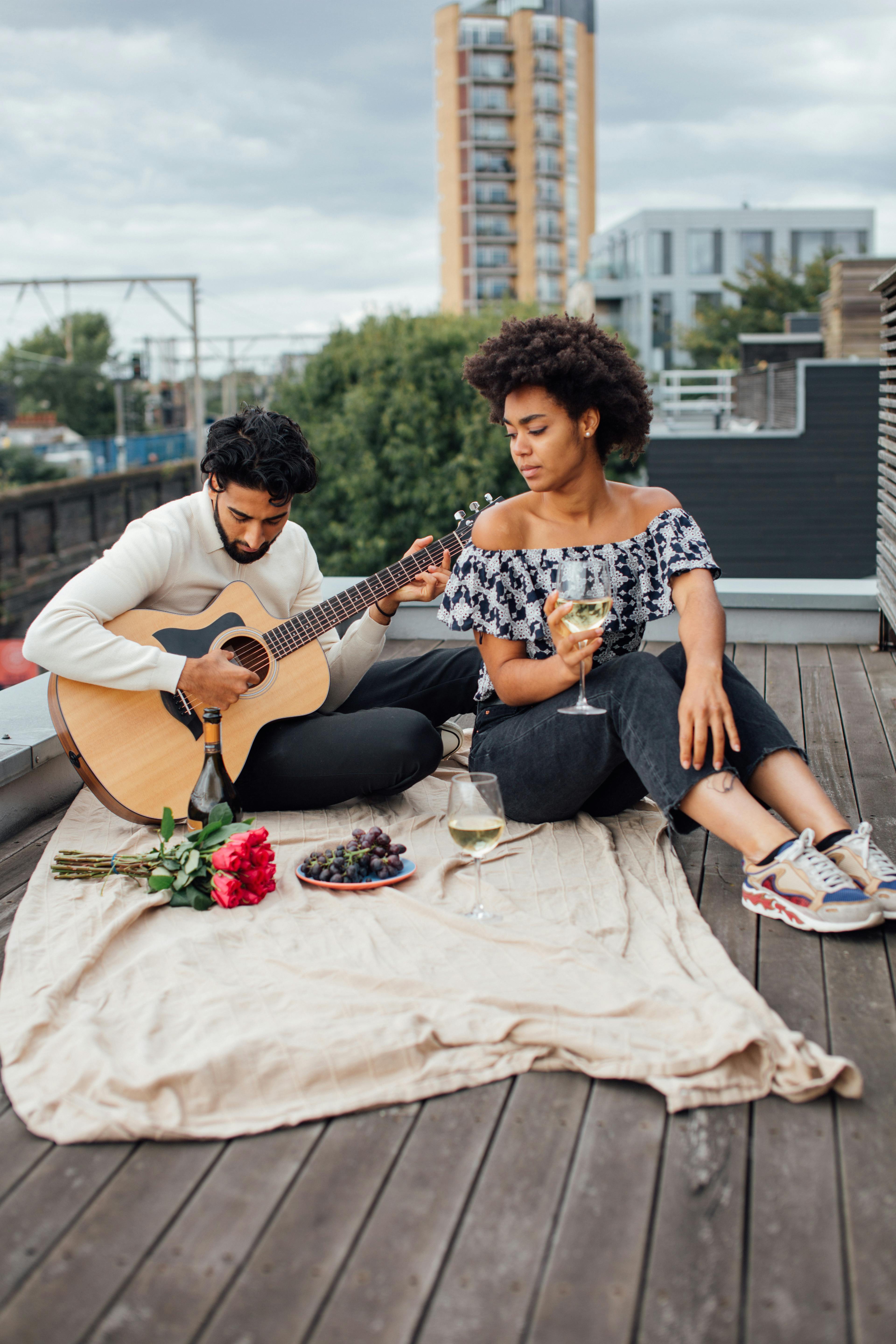 Rooftop Picnic Date with Guitar