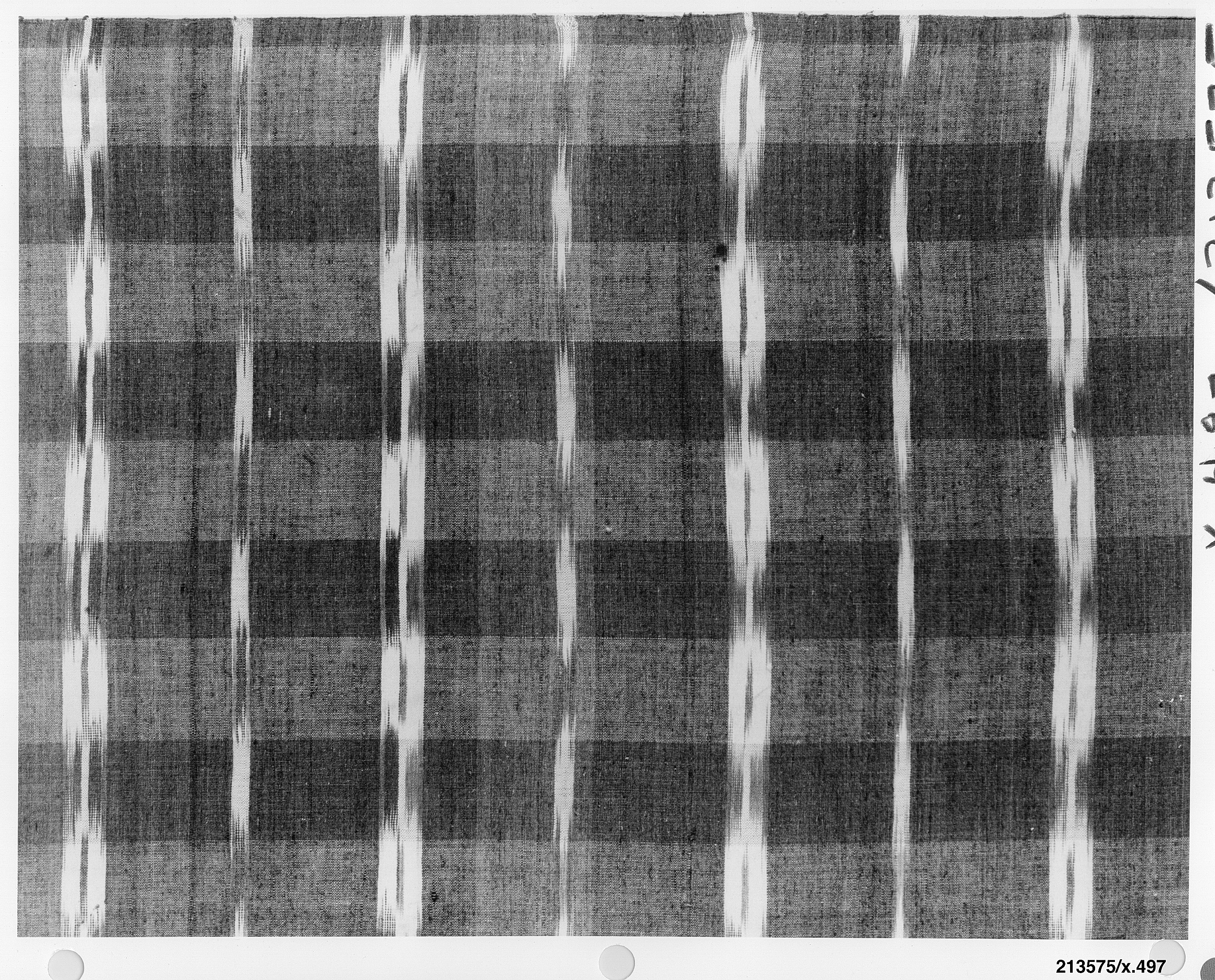 Black and White Ikat Plaid Fabric
