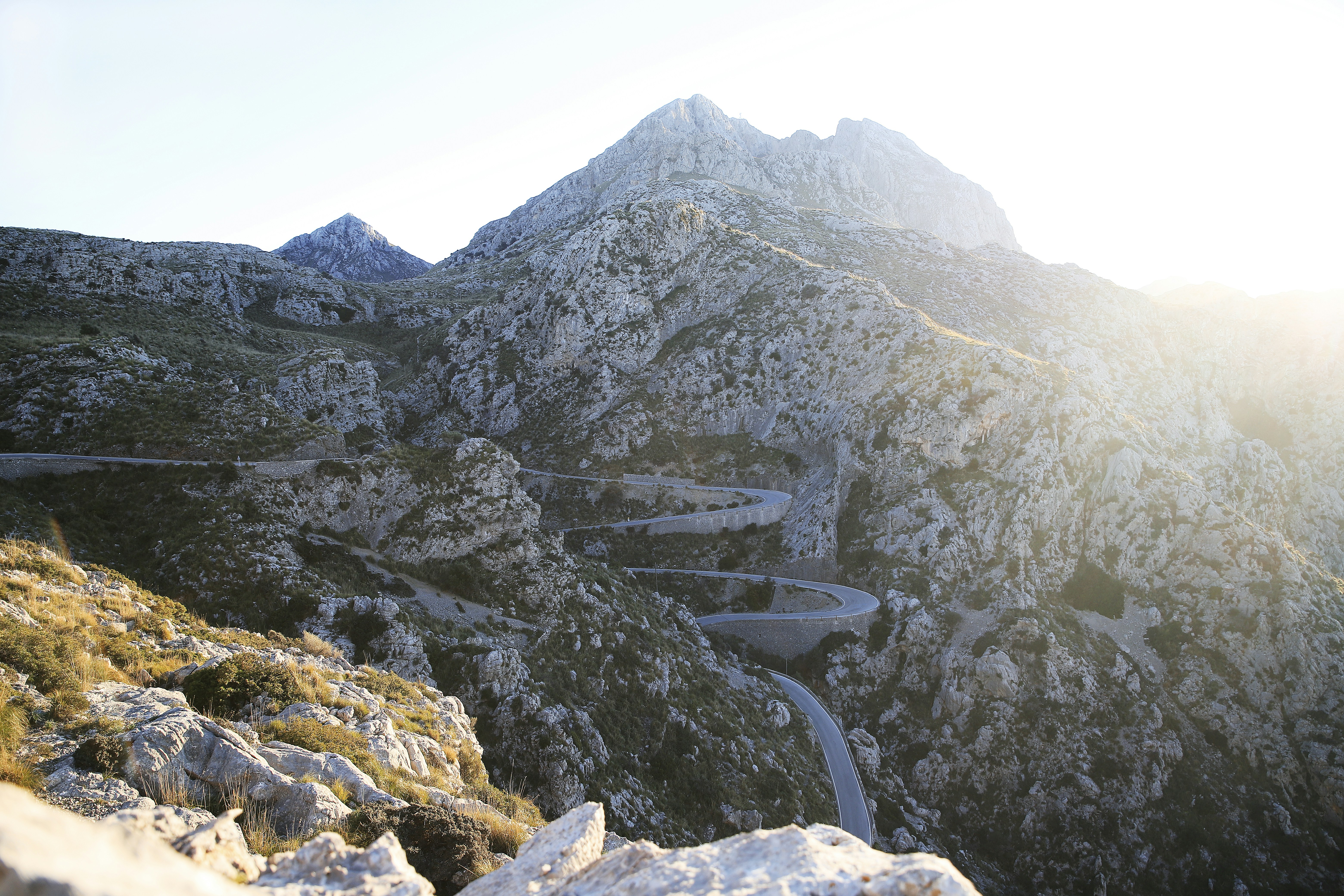 Winding Road Through Rocky Mountains