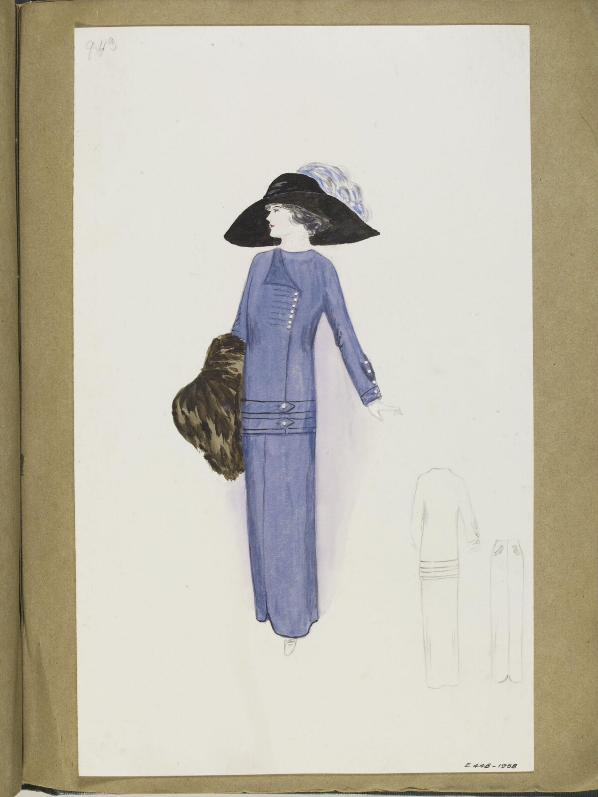 Vintage Blue Dress Fashion Sketch