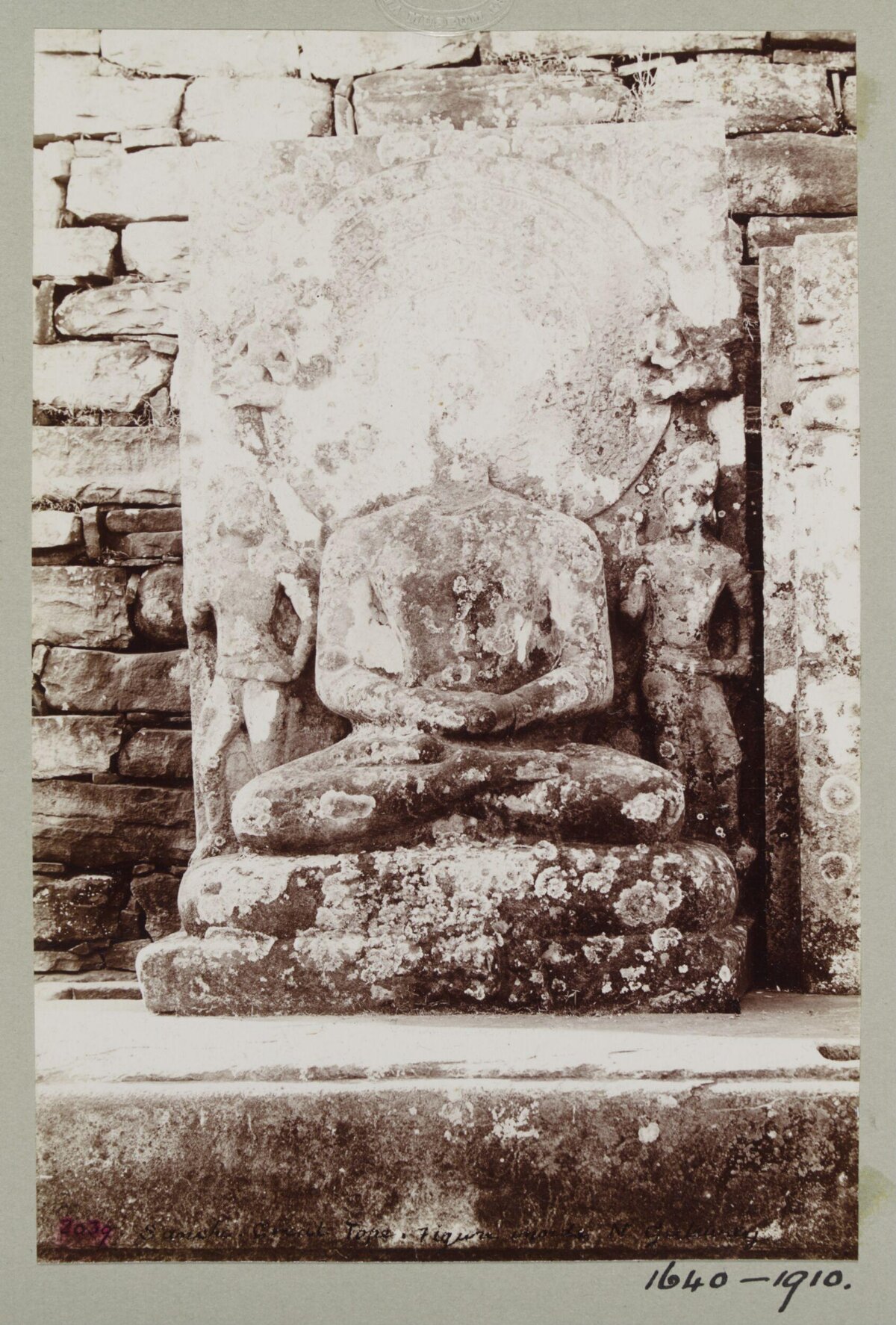 Ancient Damaged Seated Buddha Relief