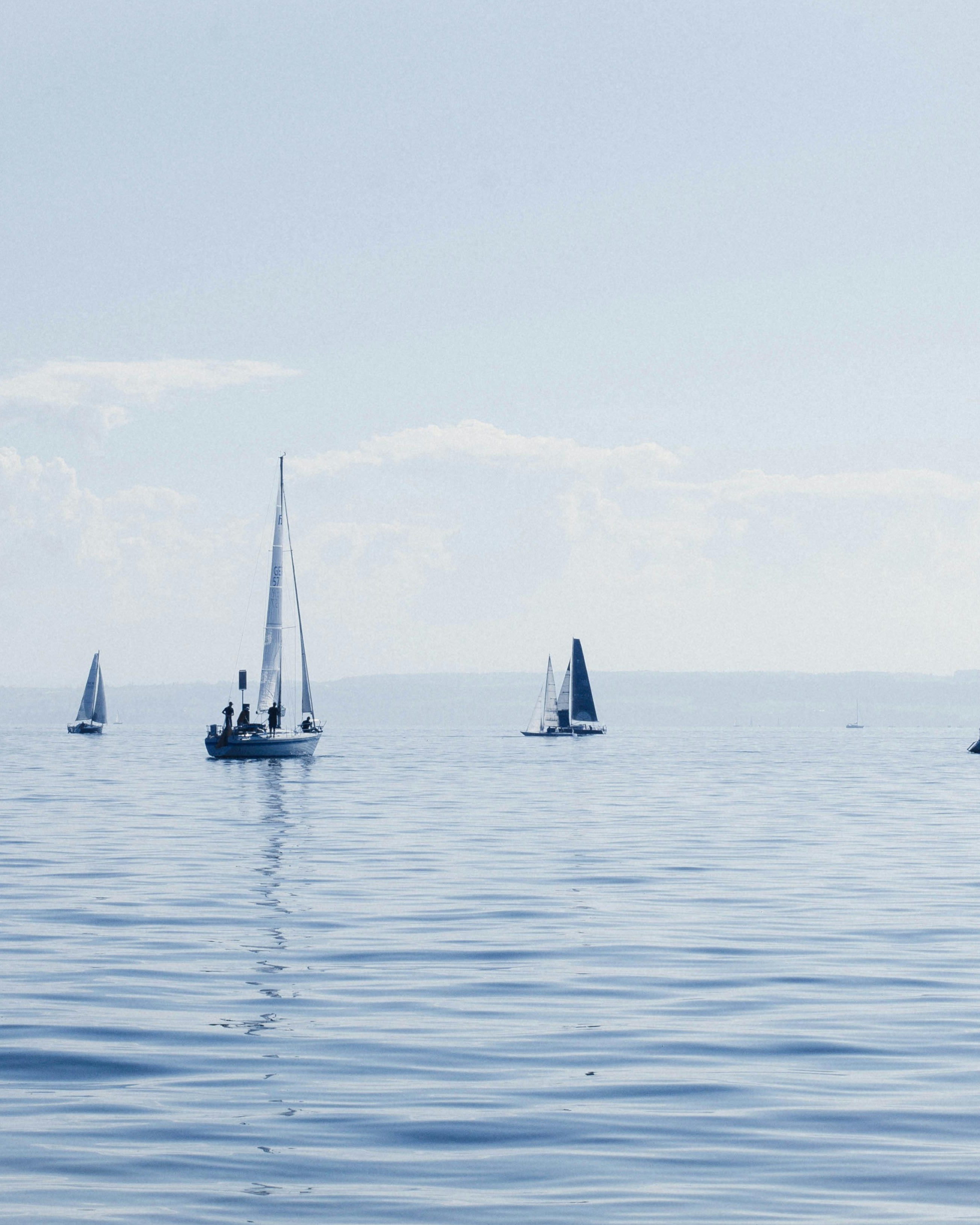Sailboats on Calm Open Water