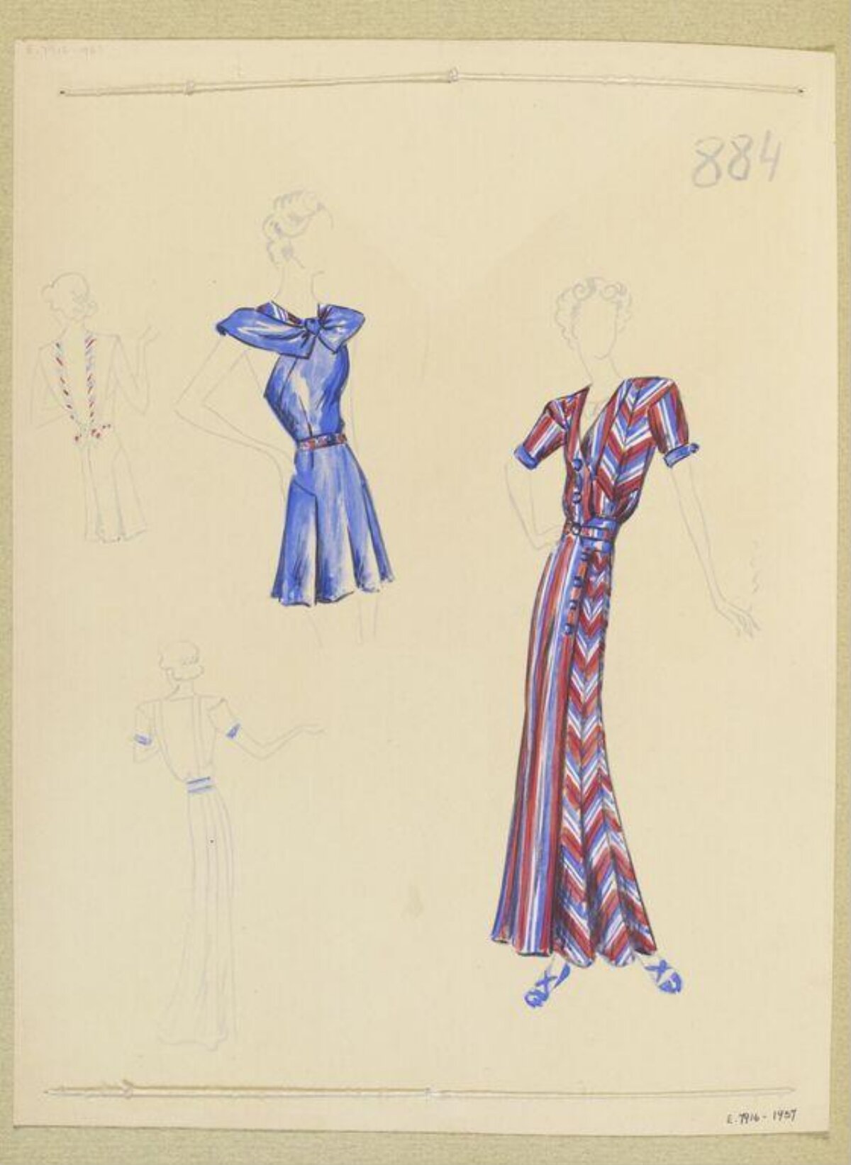 Vintage Dress Fashion Design Sketches