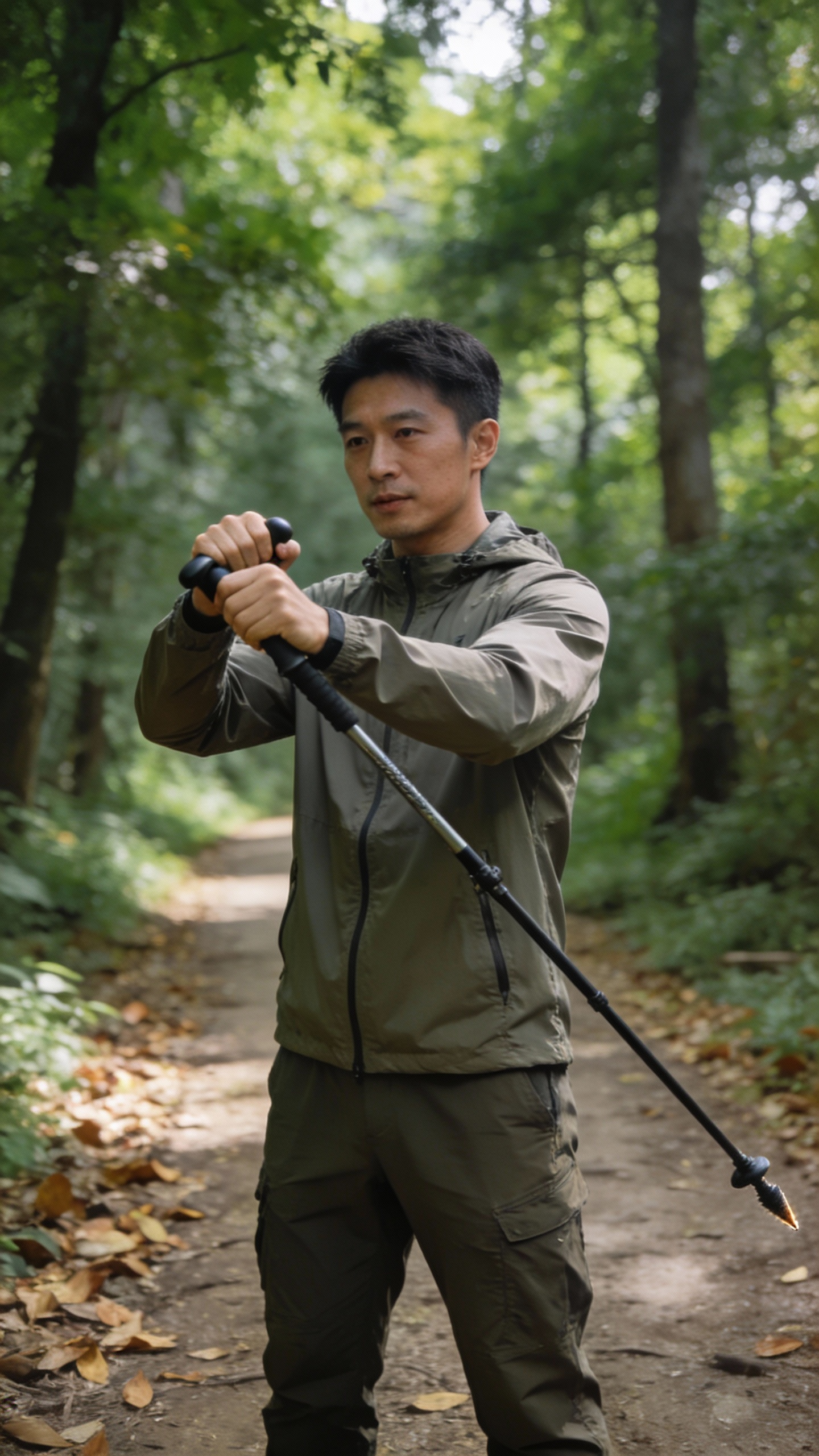 Hiker on Forest Hiking Trail