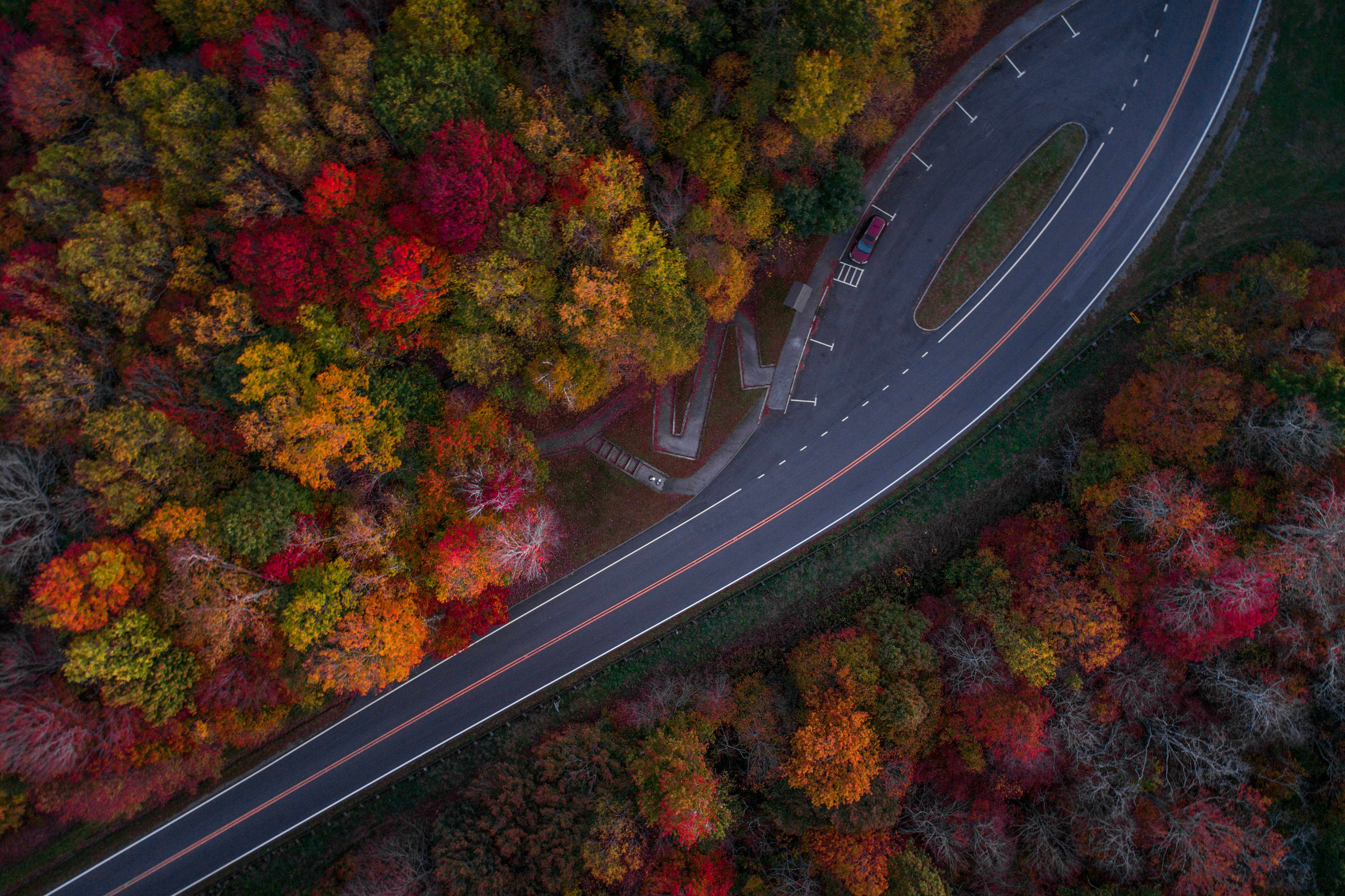 Aerial View of Autumn Mountain Road