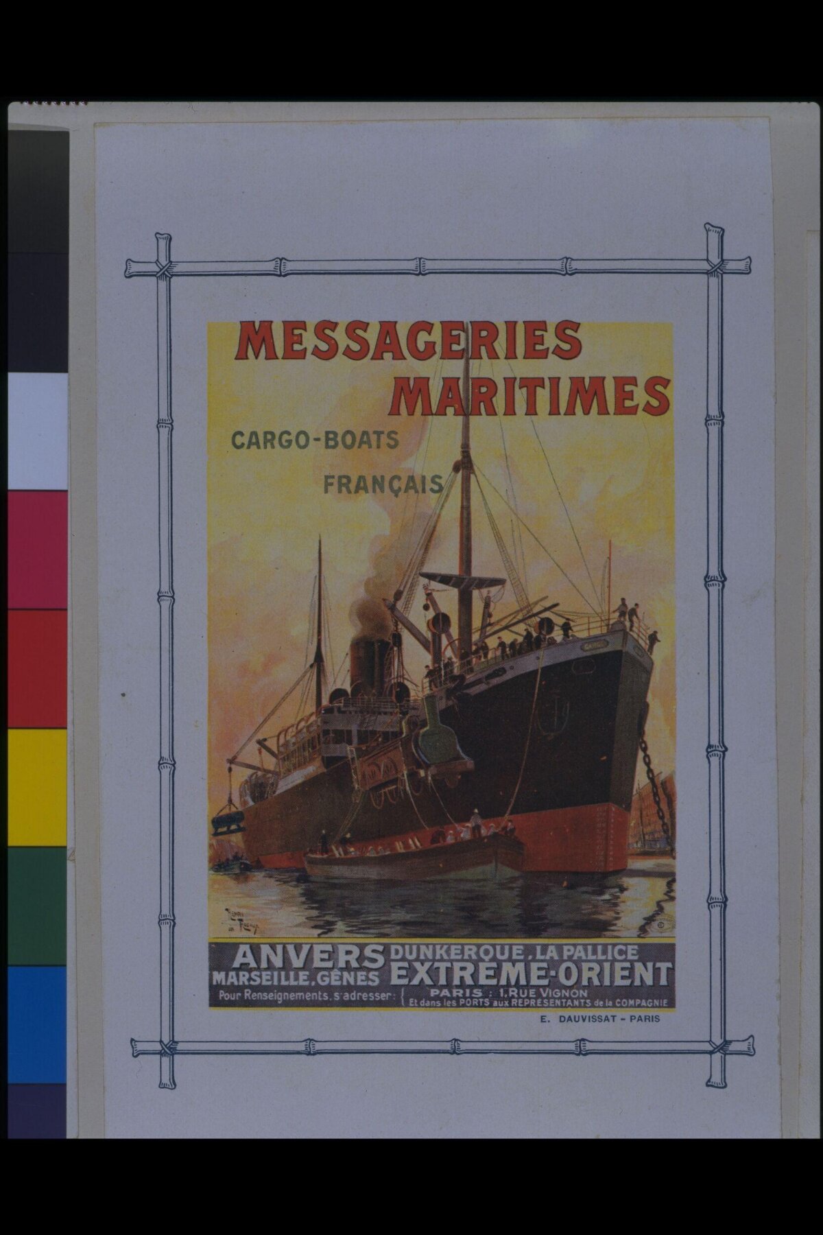 Vintage French Cargo Ship Poster