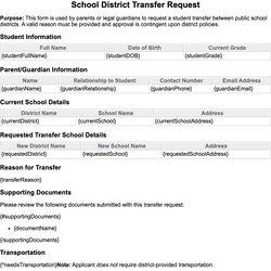 School District Transfer Request