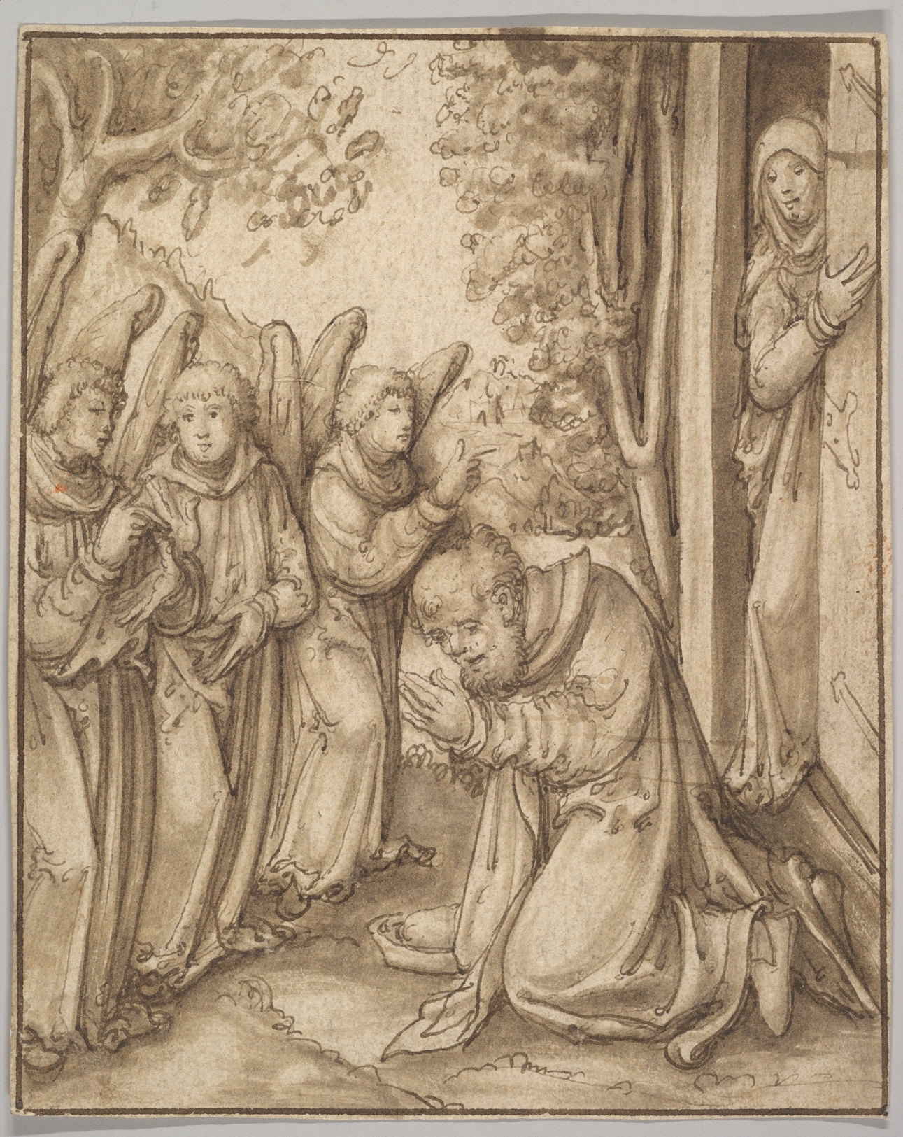 Biblical Sketch of Abraham and Three Angels