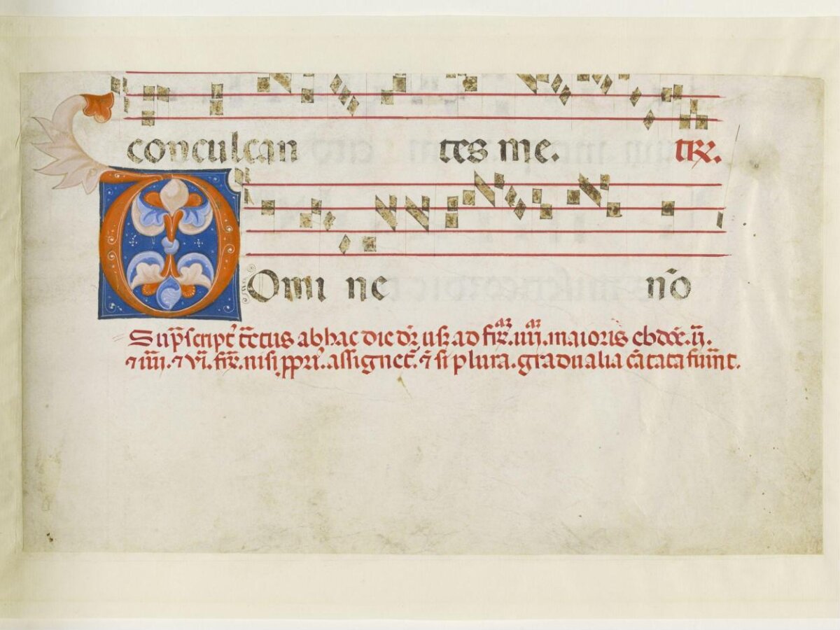 Medieval Illuminated Chant Manuscript Page