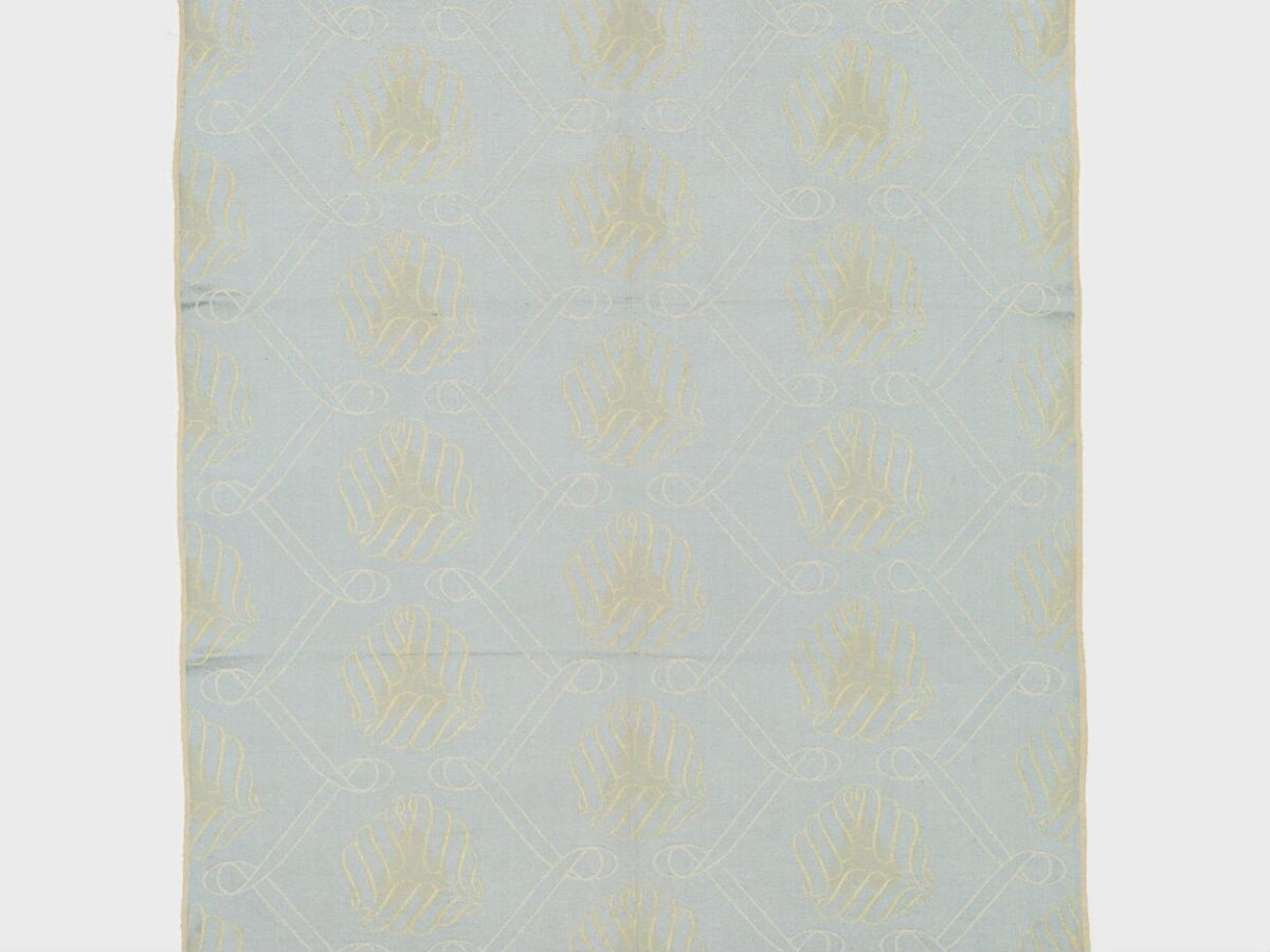 Light Blue Textile with Golden Pattern