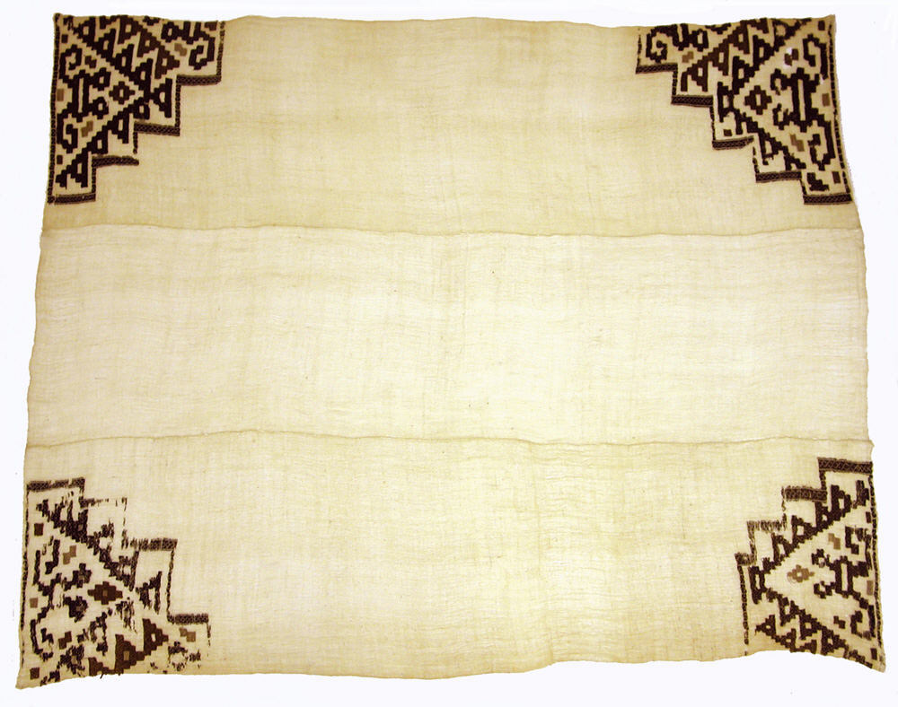 Antique Woven Textile With Corner Patterns
