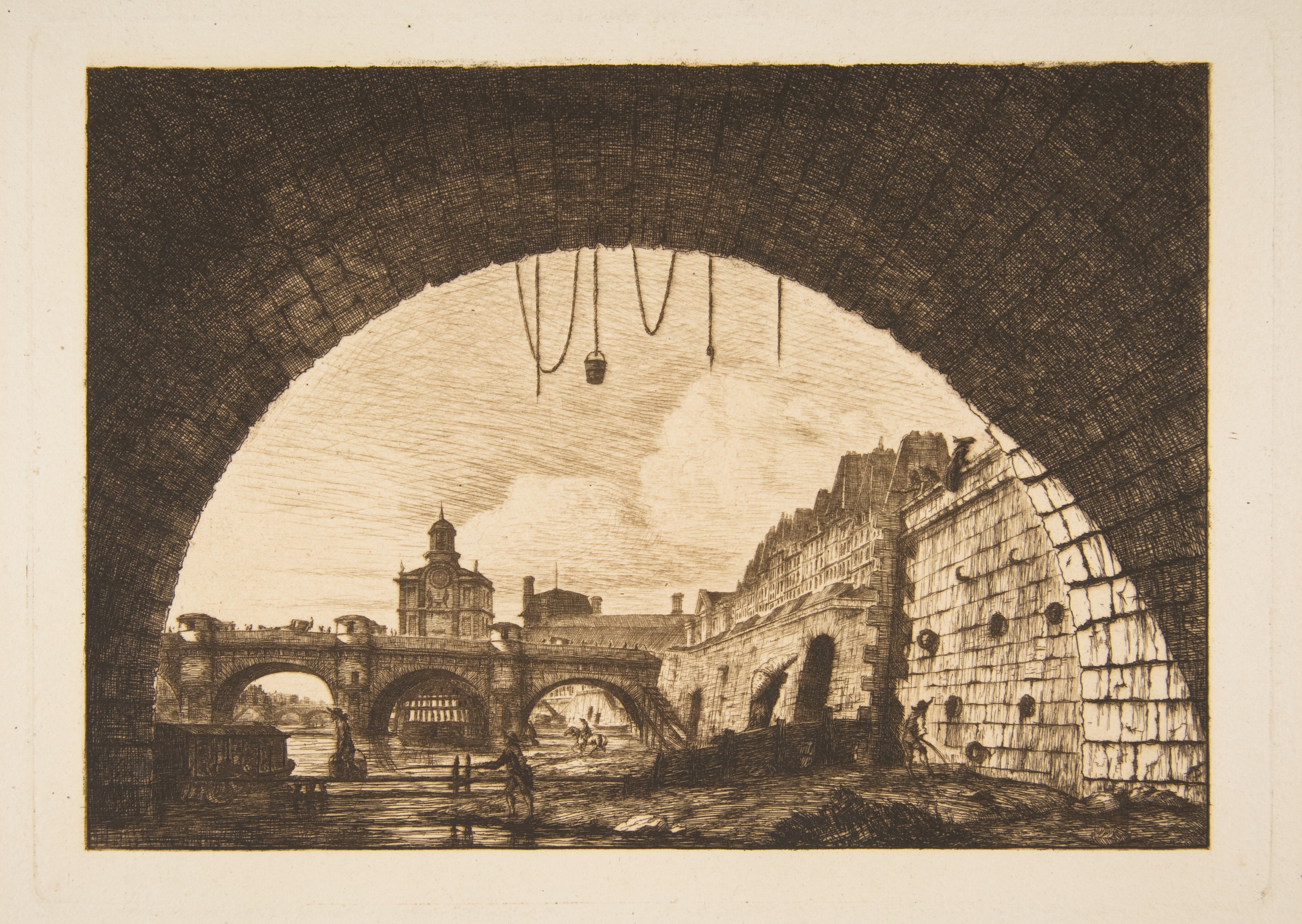 View from Under Bridge Arch Etching
