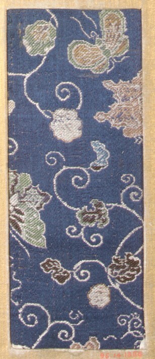Blue Floral Pattern Woven Textile Sample