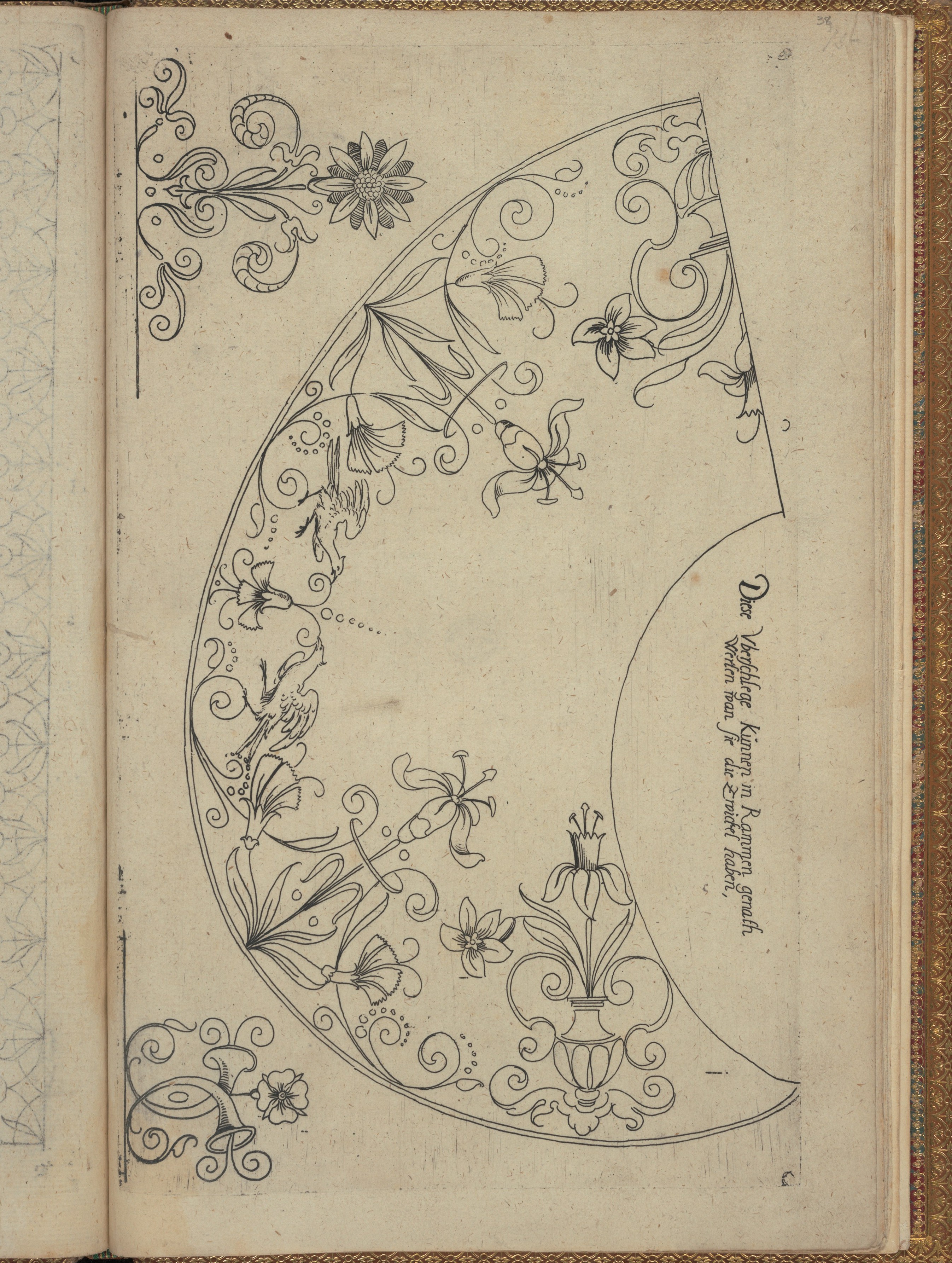 Antique German Sleeve Embroidery Sketch