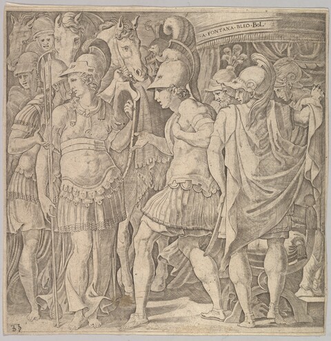 Engraving of Classical Armored Warriors