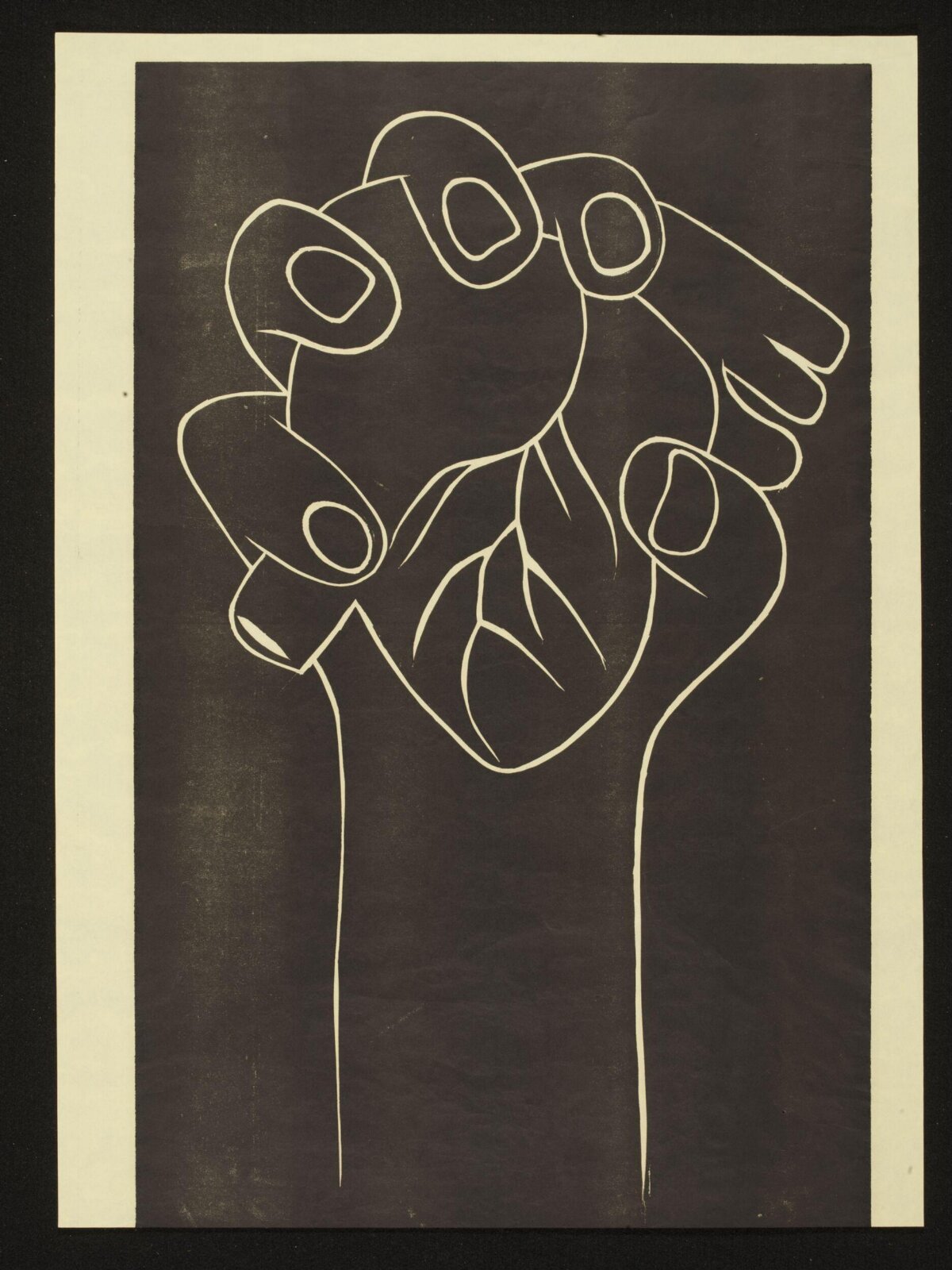 Two Clasped Hands Linocut Print